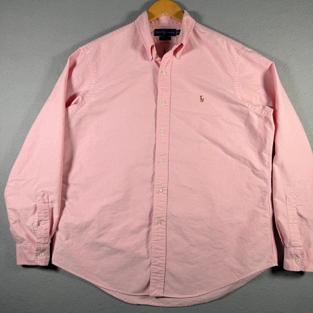 Polo Ralph Lauren Mens XL Pink Oxford Button Down Shirt Custom Fit Cotton 14968